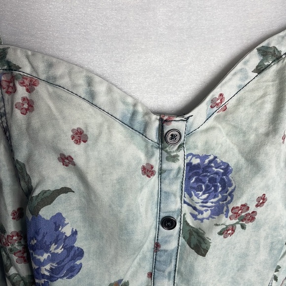 Torrid denim looking floral tank top size 1 - Picture 5 of 8